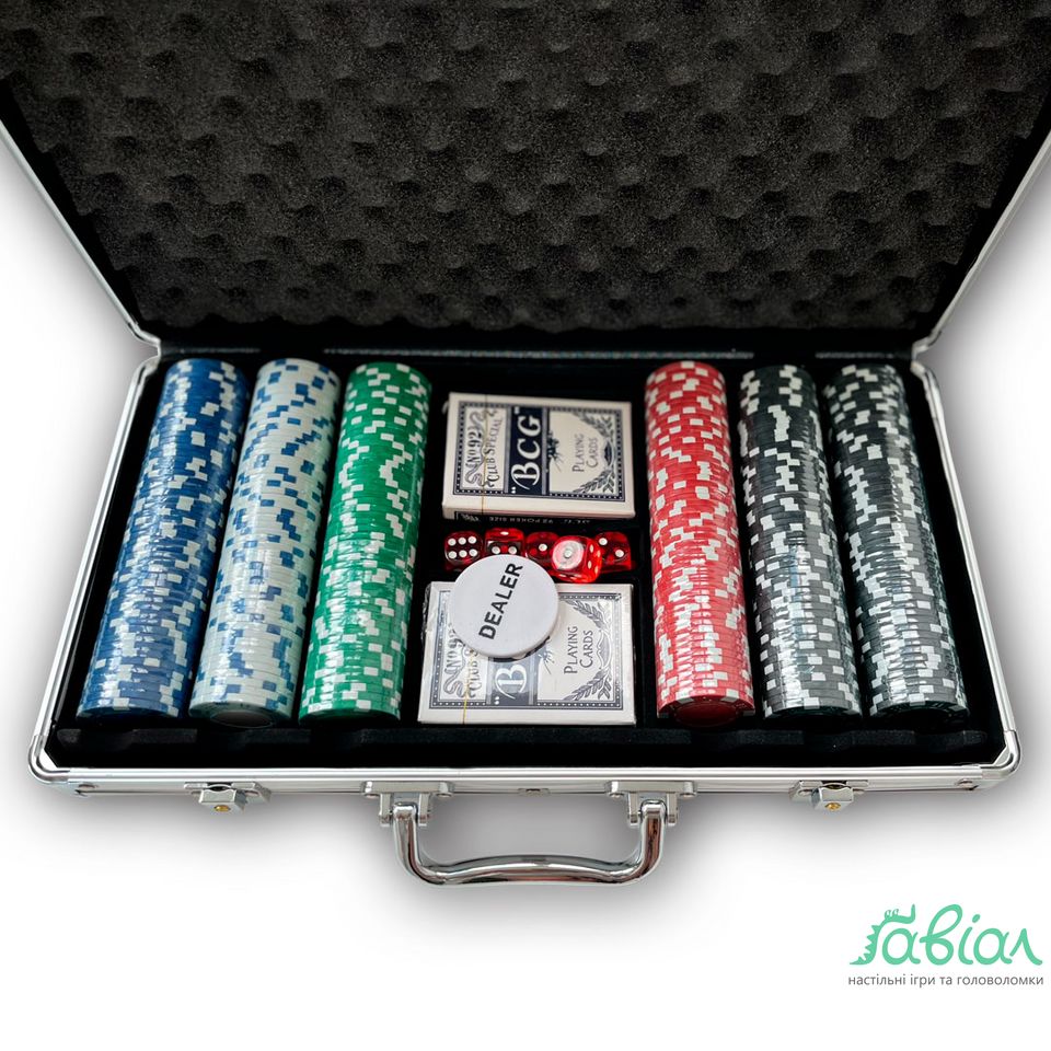 Покерний набір на 300 фішок х 11,5 гр. (алюмінієвий кейс)