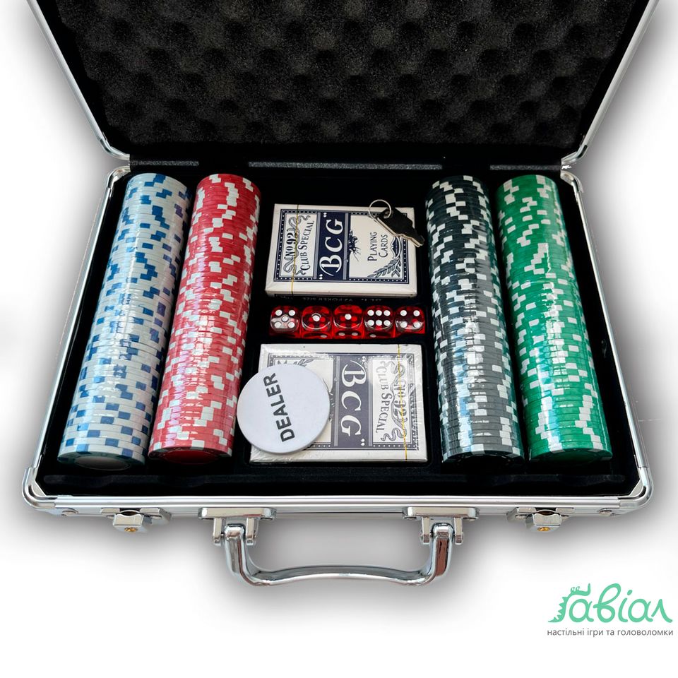 Покерний набір на 200 фішок х 11,5 гр. (алюмінієвий кейс)